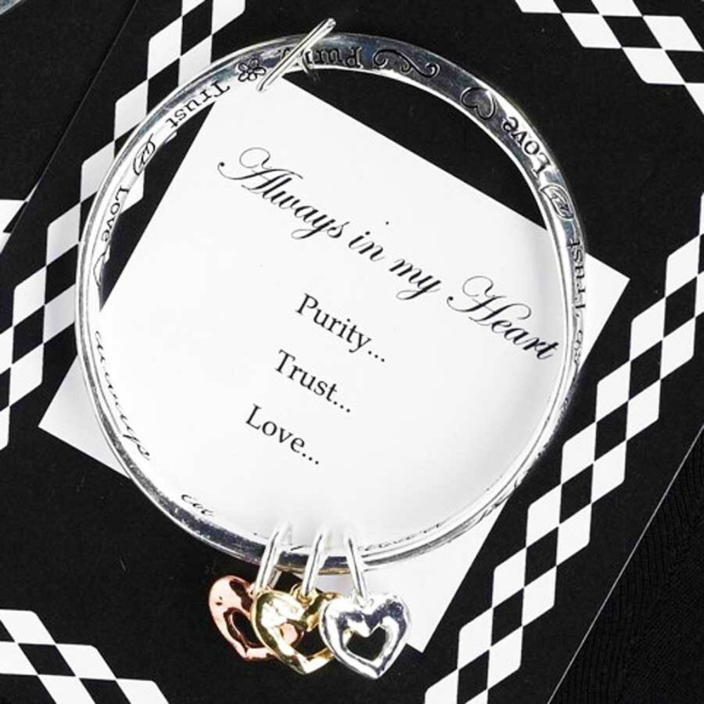 "Always In My Heart" Engraved 3 Tri-Color Bracelet